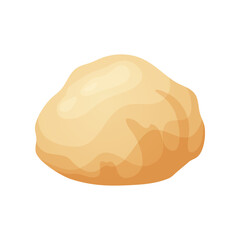 Fresh raw dough for bakind. Homemade tasty bread. Cartoon of wooden kitchen rolling pin. Vector illustration for menu, cafe, restaurant