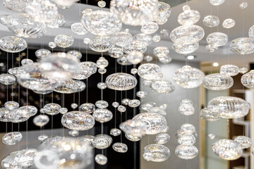 Luxury Crystal Chandelier. Close up on the crystal of a contemporary crystal decoration