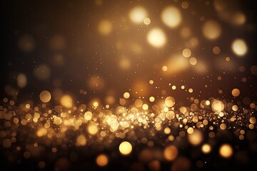 Abstract glittering gold background with shiny glossy sparkles on dark background.