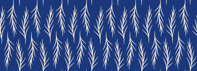 Modern hand drawn blue flowers ornament seamless pattern. Abstract trendy print. 