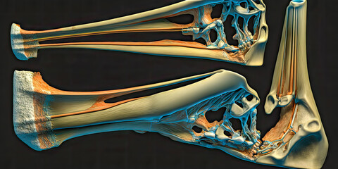 Ulna bone, one of the two bones in the forearm. The image is in high resolution and shows excellent detai - Generative AI