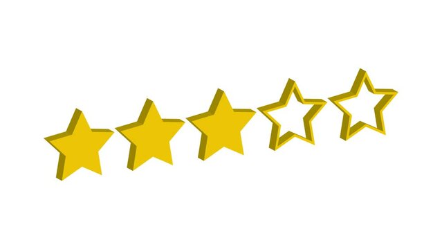 three of five stars rating animation, customer review concept