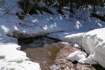石川県金沢市にある医王山、白兀山を雪山登山している風景 Scenery of snow climbing Mt. Iozen and Mt. Shirahage in Kanazawa City, Ishikawa Prefecture, Japan.