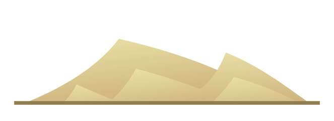 Sand dunes. Desert heat. Landscape of lifeless sand relief. Cartoon fun style. Flat design. Isolated on white background. Vector