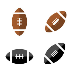 Set rugby ball sport icon flat vector design
