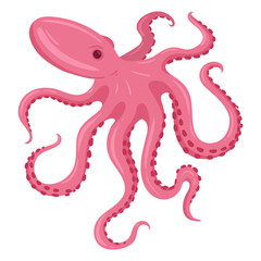 Obraz premium Cartoon octopus. Aquatic animal character, ocean fauna creature with tentacles flat vector illustration