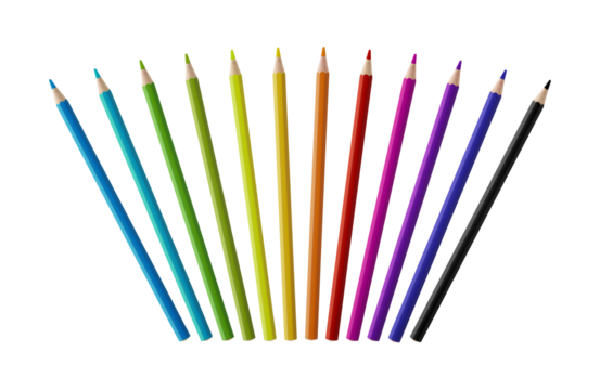 Set of color wooden pencil collection on white background