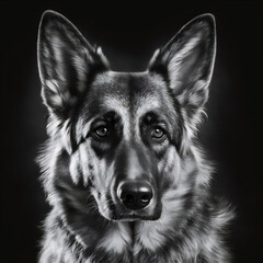Portrait of a german shepherd in the studio