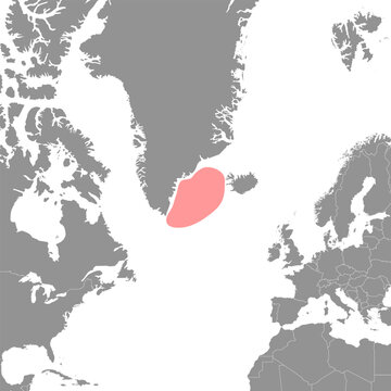 Irminger Sea on the world map. Vector illustration.