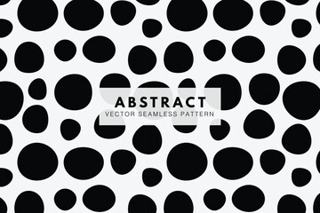 Black round organic shape. Pebble style. Abstract pattern. Seamless repeat vector pattern