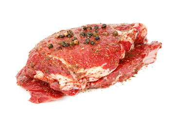 Fresh pork fillet cut out on a white background.