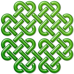 Sign made with Celtic knots, Irish green. Symbol made with Celtic knots to use in designs for St. Patrick's Day.