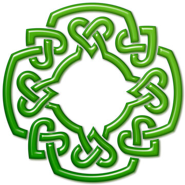 Celtic symbol with hearts, Irish green. Symbol made with Celtic knots to use in designs for St. Patrick's Day.