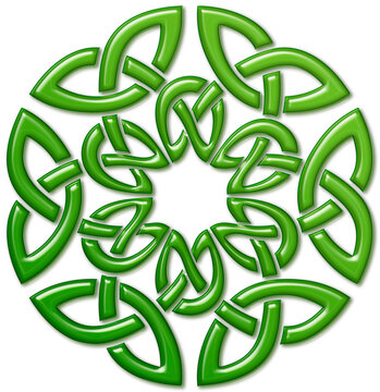 Sign with linked celtic knots, Irish green. Symbol made with Celtic knots to use in designs for St. Patrick's Day.