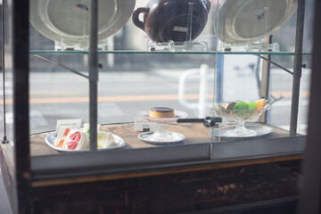 a showcase at a cafe.