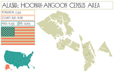 Large and detailed map of Hoonah-Angoon Census Area in Alaska, USA.