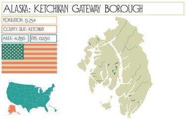 Large and detailed map of Ketchikan Gateway Borough in Alaska, USA.