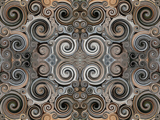 Symmetrische Fliese mit Ornamentmuster mit vielen Spiralen	

