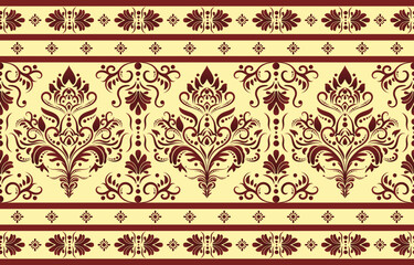 Ethnic India pattern oriental style, Traditional Ethnic India seamless pattern with damask ornament, Indian motif, floral elements design for tile pattern, carpet, background.