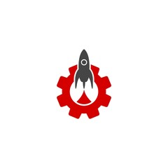 Rocket Gear Icon Logo Design Element isolated on white background