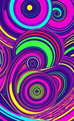 Fototapeta na wymiar Bright dynamic background with colourful wavy lines. Generative AI. Digital image with a psychedelic stripes. Neon backdrop