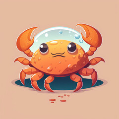 Crab, animals, illustrations, vector art, simple, flat design, cute cartoons, Generative AI