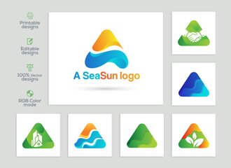 A Letter sea sun logo design