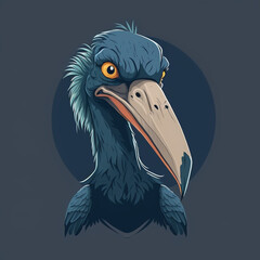 Fototapeta premium Shoebill bird, animals, illustration, vector art, simple, flat design, funny cartoon, Generative AI