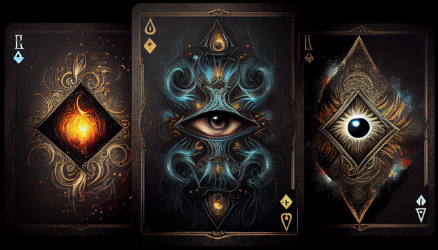 Deck of Tarot cards on white background