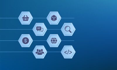 internet business background, banner, research, product. customer service, online support, team work online development Vector illustration concept