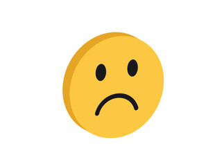 3D Vector Sad face Icon. Design for Social Network Isolated on White Background. 