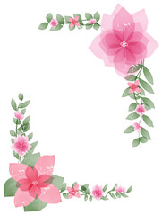 wedding invitation with aquarelle brush flowers