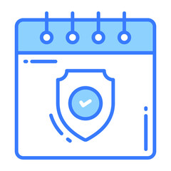 Safety shield on calendar denoting vector of secure schedule