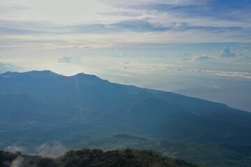 Epic view from the top of Mount Inerie on Fores, the view a green mountain landscape.