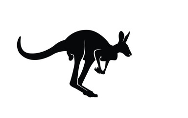 Kangaroo logo. Isolated kangaroo on white background. Set silhouettes of kangaroo, different poses, black color. Vector illustration.