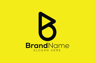 Minimalist letter B play icon logo design template