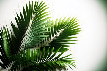 Palm leaves on a white background spring made with Generative AI