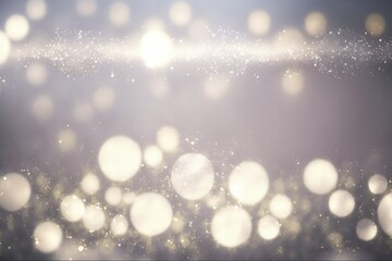 Sparkling Memories: A Nostalgic Journey Through Glittering Vintage Lights on a Silver and White De-Focused Banner Background, Generative AI.