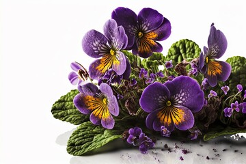 Women's day violets on a white background spring made with Generative AI