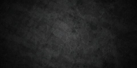 Dark black on dark texture chalkboard and blackboard backdrop background. Black or dark gray rough grainy concrete wall stone texture background. Textured of stone grunge on black grunge background. © armans