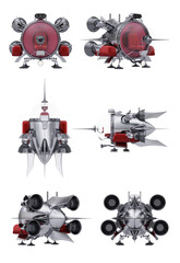 3d spaceship isolated