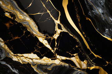 Black and Gold Marble Luxury background texture design for wedding invitation card, cover, packaging, advertasing, fashion, site. Generative ai.