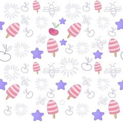 Frühling Ostern Sommer nahtloses Muster fröhliche Stimmung