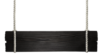 Wooden sign hanging on a rope, cut out