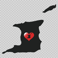 Simple Black Map of Trinidad and Tobago Isolated on transparent background. Vector