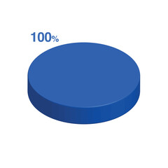 100 percent 3d Isometric pie chart diagram for business presentation. Vector infographics illustration eps.