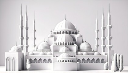 Fototapeta premium a luxury of white mosque digital art, AI art, generative AI #1