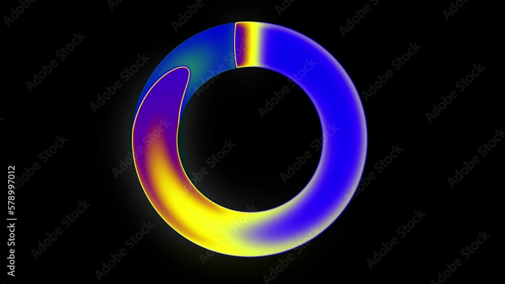 Poster seamless loop rotating colorful psychedelic ring on black background. circular shaped logo animation