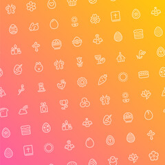 Colorful Easter Seamless Pattern with Icons