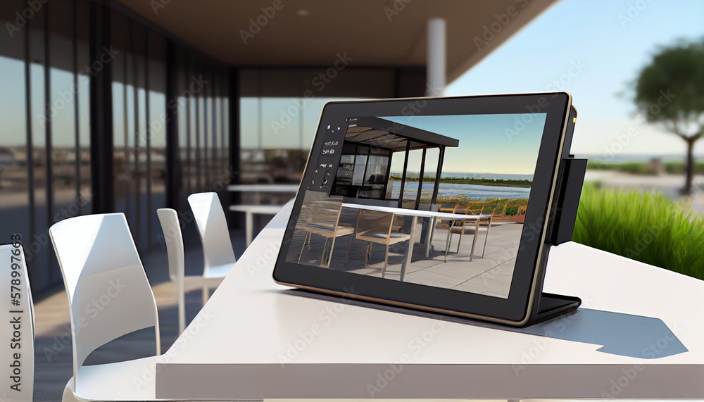 Aufkleber industry 4.0 modern factory: female engineer uses digital tablet computer suitable for visualizing a